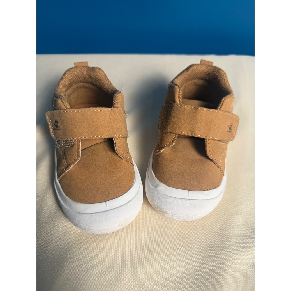 Bearpaw Toddler Boys Girls Tan Sneakers Hook Loop Strap Size 5